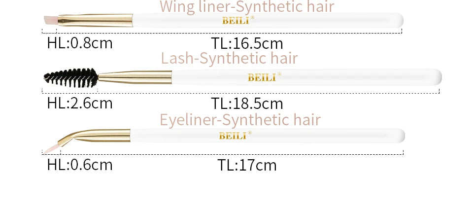 BEILI Professional Makeup Brushes Sets Synthetic Hair Foundation Eyeshadow Powder Premium Beauty White Golden brochas maquillaj