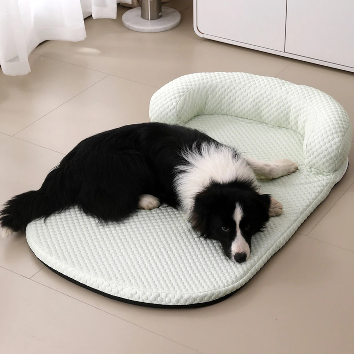 Summer Breeze Cooling Pet Bed, Breathable Ice Silk Dog Cushion with Pillow & Anti-Slip Bottom for Large/Small Dogs and Cats