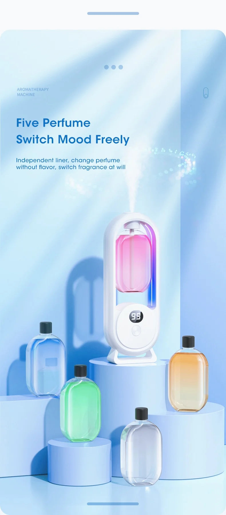 Smart Essential Oil Diffuser 5-Speed Adjustable Speed Household Fragrance Machine Kitchen & Bathroom Deodorizer Atomizer