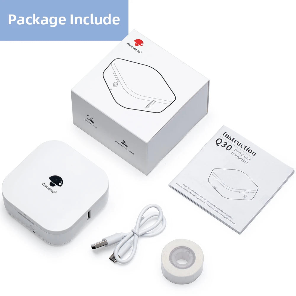 Zodzi Q30 Label Printer Mini Printer Pocket Thermal Label Maker Wireless Sticker Pocket Portable Printer Various Label Paper