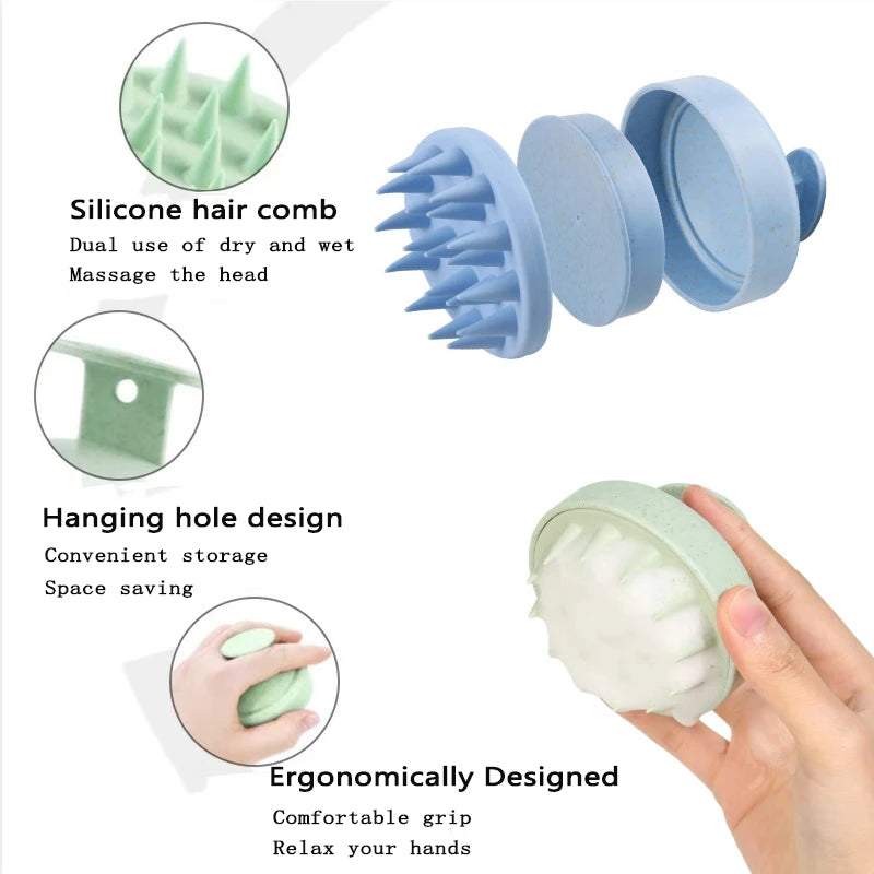 1/3/5 Silicone Shampoo Brush Head Scalp Massage Comb Hair Washing Comb Body Massage Brush Bath Shower Salon Hairdressing Tool