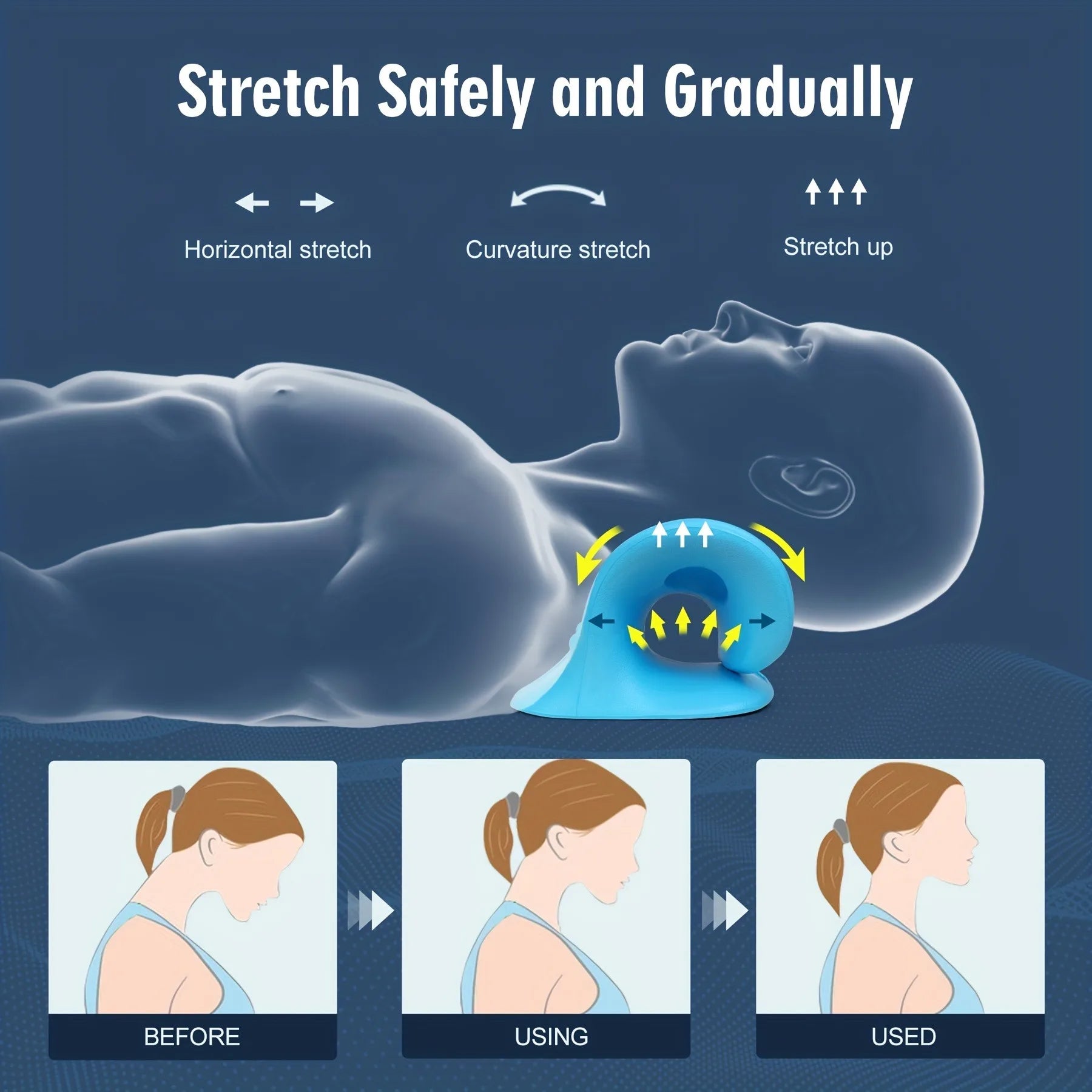 Eva Neck And Shoulder Relaxer, C-Shape Cervical Traction Device, Relax Spine Alignment, Chiropractic Pillow Stretcher Massager