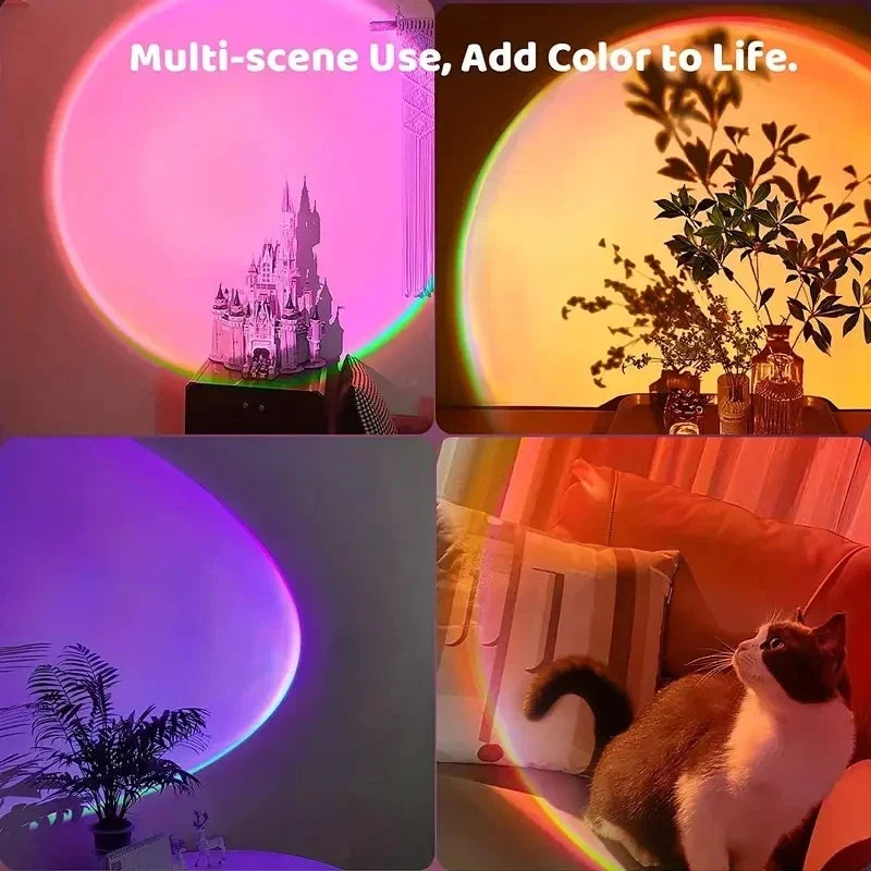 16-Color Spectrum Vibrant Sunset Projection Light USB Remote Control Dynamic Color Changing LED Light Creates Warm Home