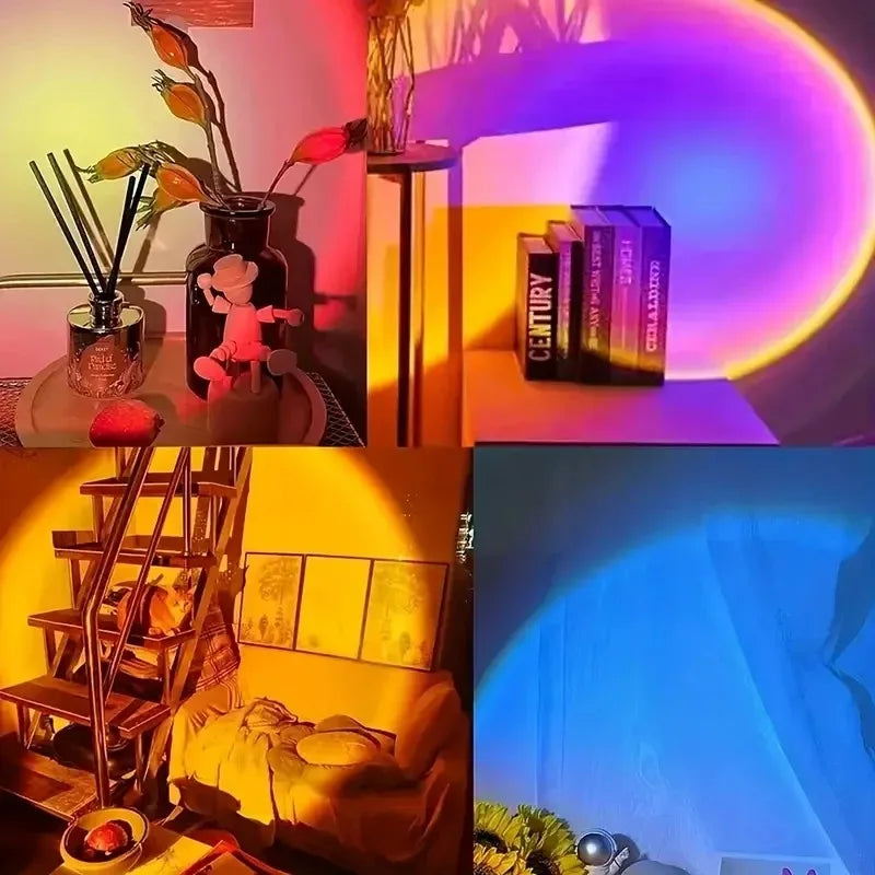 16-Color Spectrum Vibrant Sunset Projection Light USB Remote Control Dynamic Color Changing LED Light Creates Warm Home