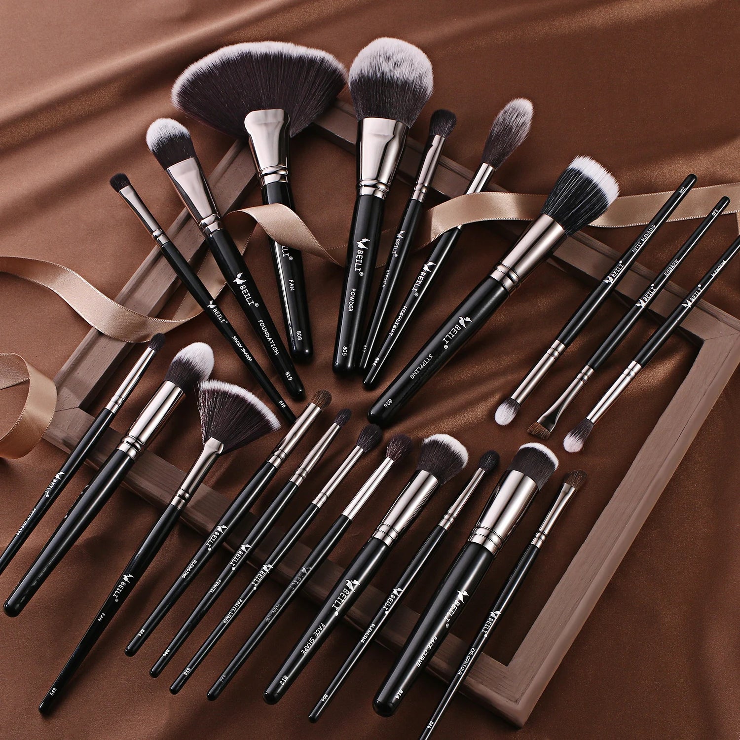 BEILI Professional Makeup Brushes Sets Synthetic Hair Foundation Eyeshadow Powder Premium Beauty White Golden brochas maquillaj