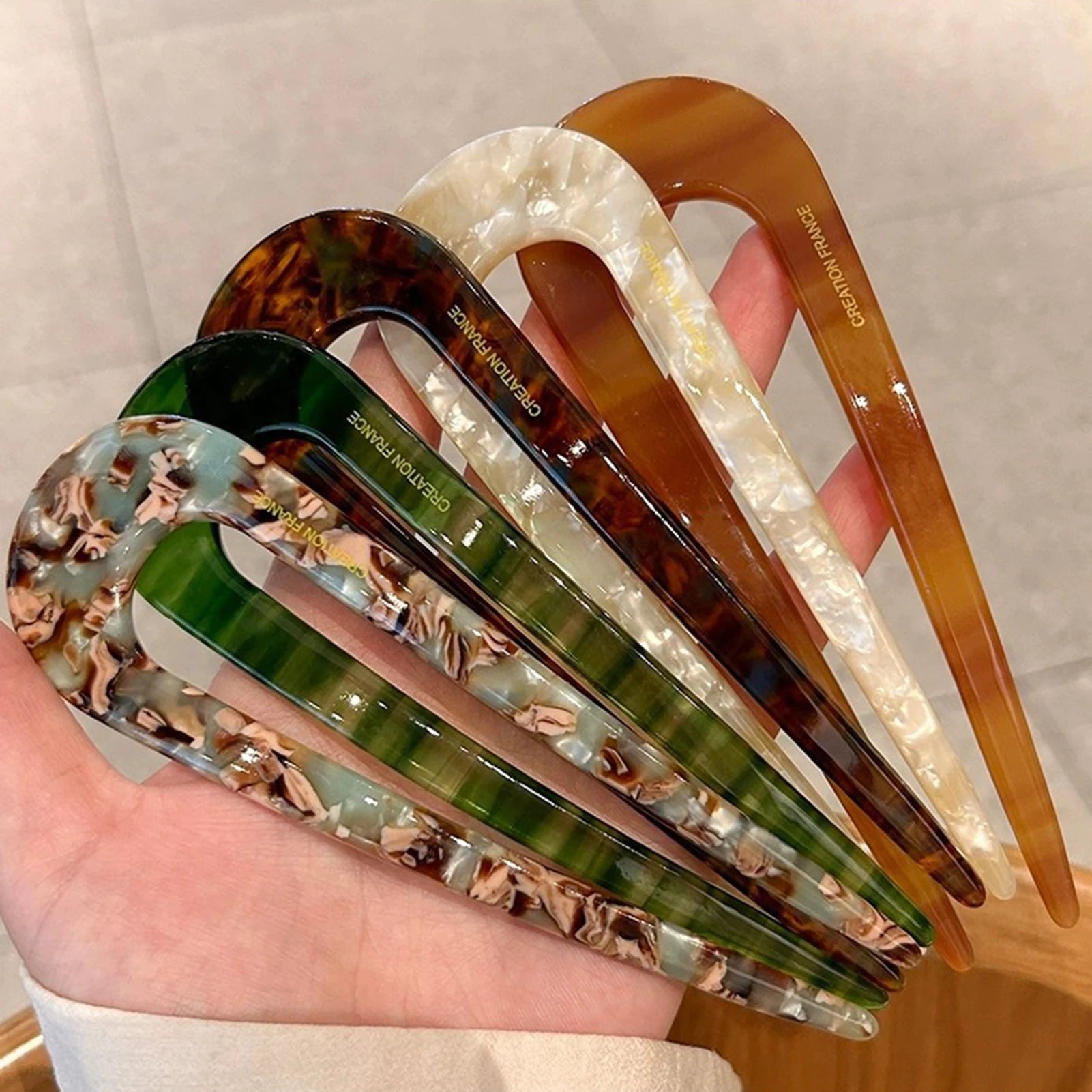 U-shaped Female Hairpin Fashionable Mineral Patterned Meatballs Hairpin Elegant Vintage Chinese Style Women's Hair Accessories
