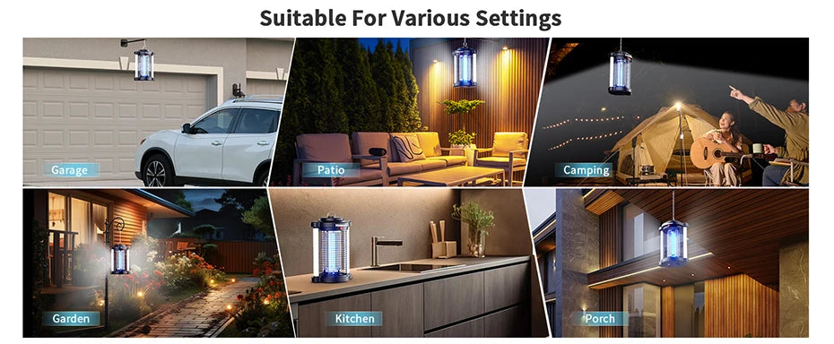 Minimoon Bug Zapper / Outdoor Mosquito Zapper with Dual LED Light 4200V Fly Zapper 15W Electric Fly Traps Outdoor IPX4 Insect Trap
