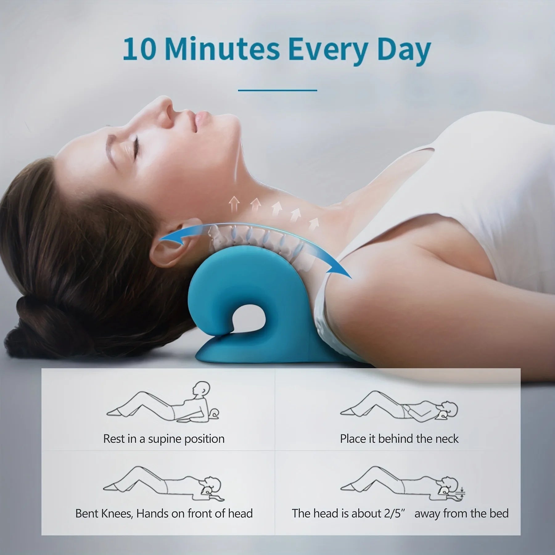 Eva Neck And Shoulder Relaxer, C-Shape Cervical Traction Device, Relax Spine Alignment, Chiropractic Pillow Stretcher Massager