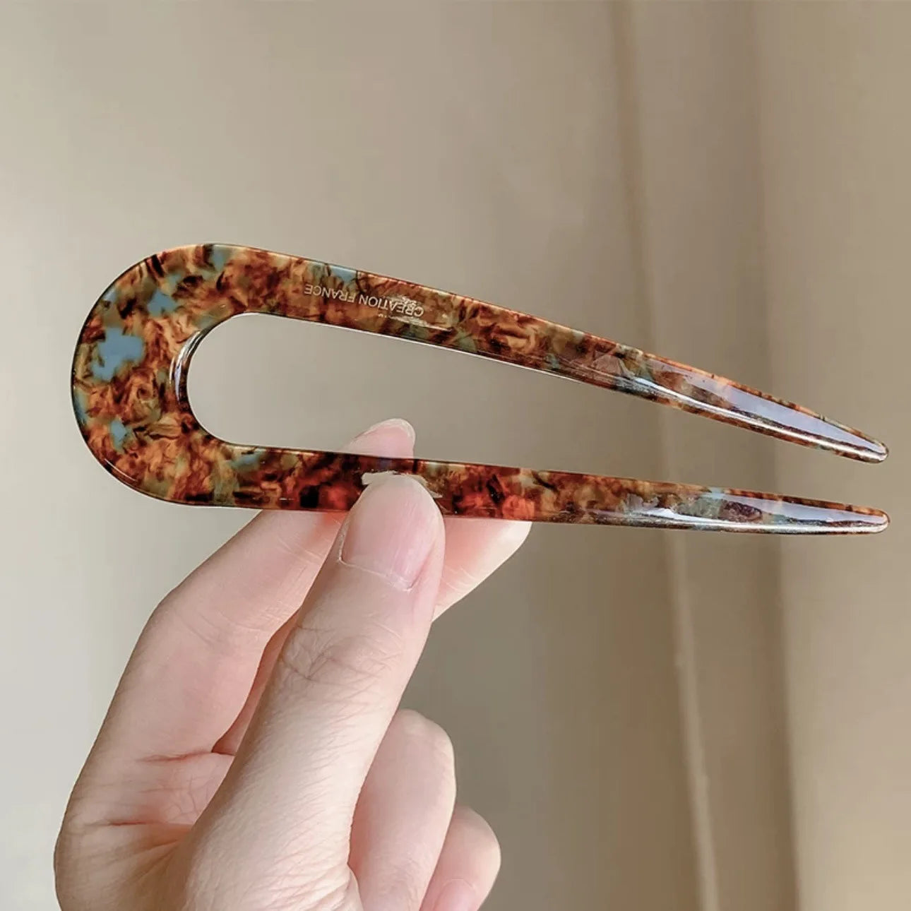 U-shaped Female Hairpin Fashionable Mineral Patterned Meatballs Hairpin Elegant Vintage Chinese Style Women's Hair Accessories