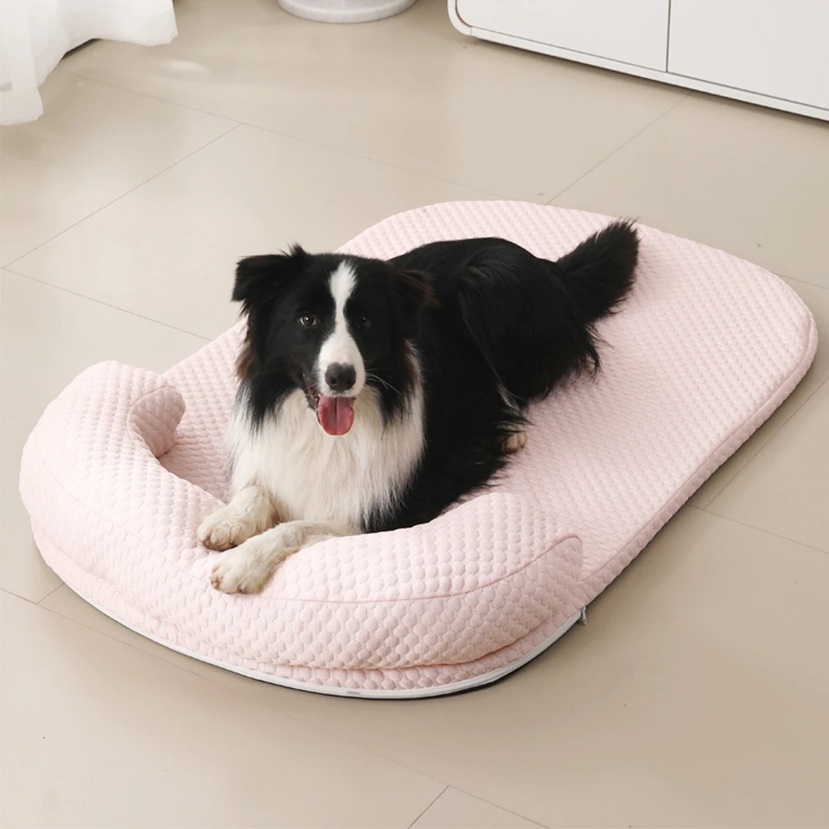 Summer Breeze Cooling Pet Bed, Breathable Ice Silk Dog Cushion with Pillow & Anti-Slip Bottom for Large/Small Dogs and Cats