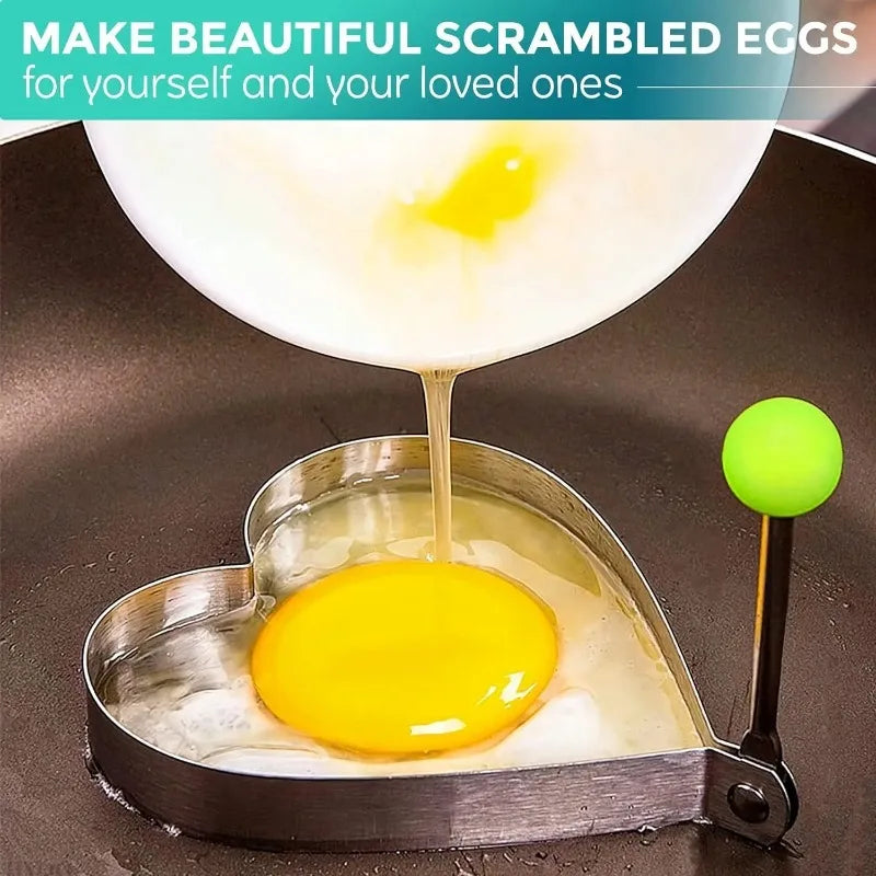 5Pcs Stainless Steel Eggs Rings Mold With Handle,Round Non-stick Pancake Omelette Mold For Griddle,Egg Shaper Home Kitchen Items