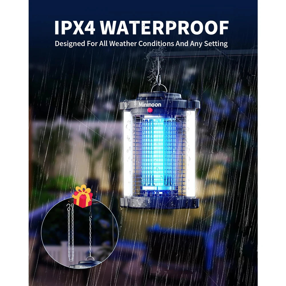 Minimoon Bug Zapper / Outdoor Mosquito Zapper with Dual LED Light 4200V Fly Zapper 15W Electric Fly Traps Outdoor IPX4 Insect Trap