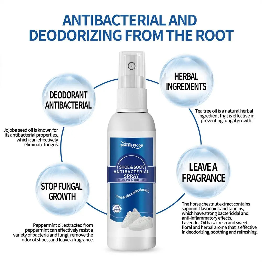 60ml Antibacterial Spray for Shoe Foot Odor Shoes Stink Freshener Socks Odor Remover Spray Refresh Antiperspirant Health Care