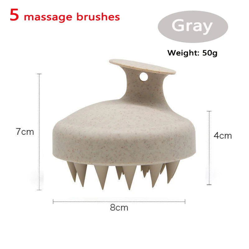1/3/5 Silicone Shampoo Brush Head Scalp Massage Comb Hair Washing Comb Body Massage Brush Bath Shower Salon Hairdressing Tool