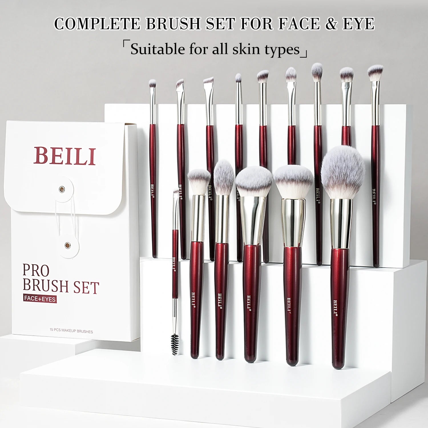 BEILI Professional Makeup Brushes Sets Synthetic Hair Foundation Eyeshadow Powder Premium Beauty White Golden brochas maquillaj