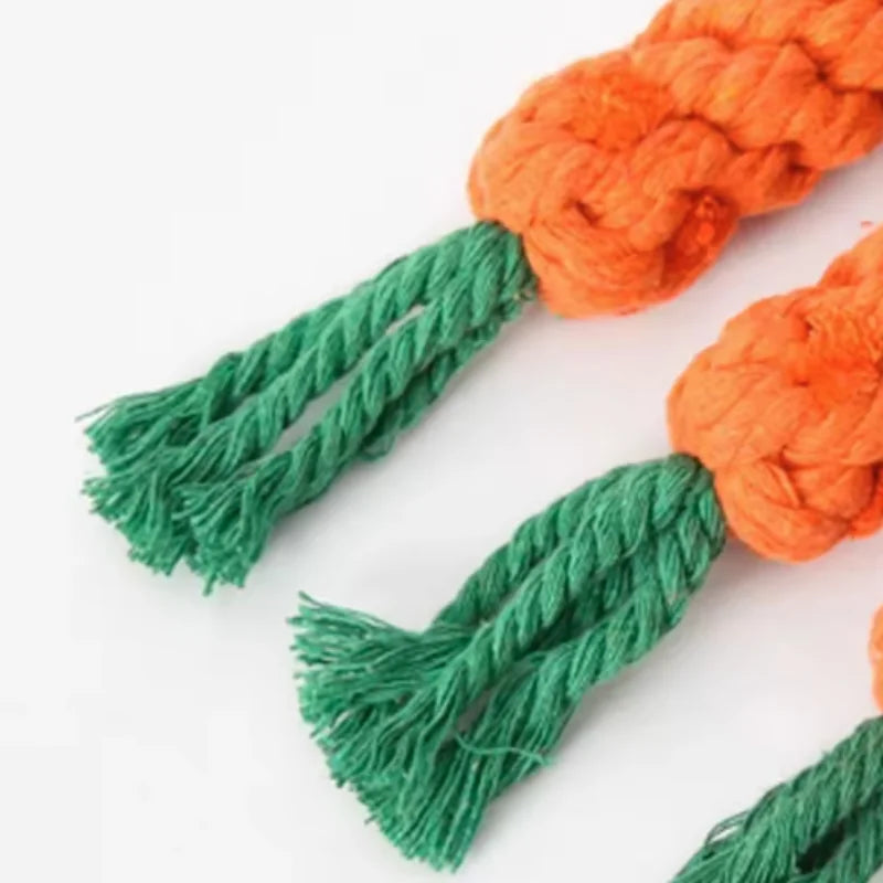 Cotton Rope Weaving Carrot Pet Toy for Puppies - Durable Wear & Bite Resistance Boredom Relief Dog Toy