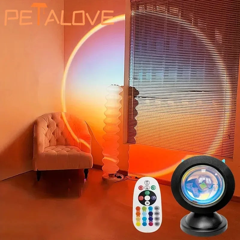 16-Color Spectrum Vibrant Sunset Projection Light USB Remote Control Dynamic Color Changing LED Light Creates Warm Home