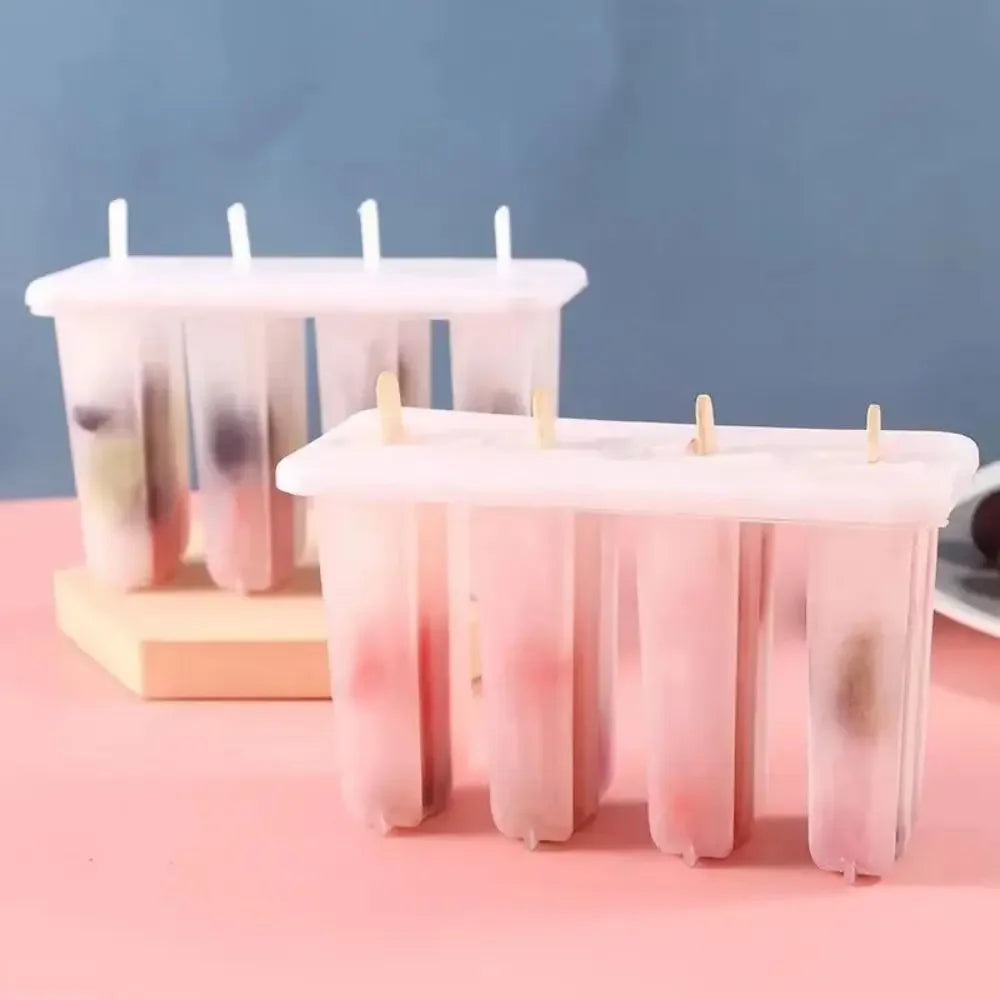 4-Link Old Popsicle Mold With Lid Home Made Homemade Mung Bean Popsicle Homemade Ice Cream Frozen Ice Cream Molds