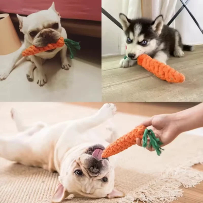 Cotton Rope Weaving Carrot Pet Toy for Puppies - Durable Wear & Bite Resistance Boredom Relief Dog Toy
