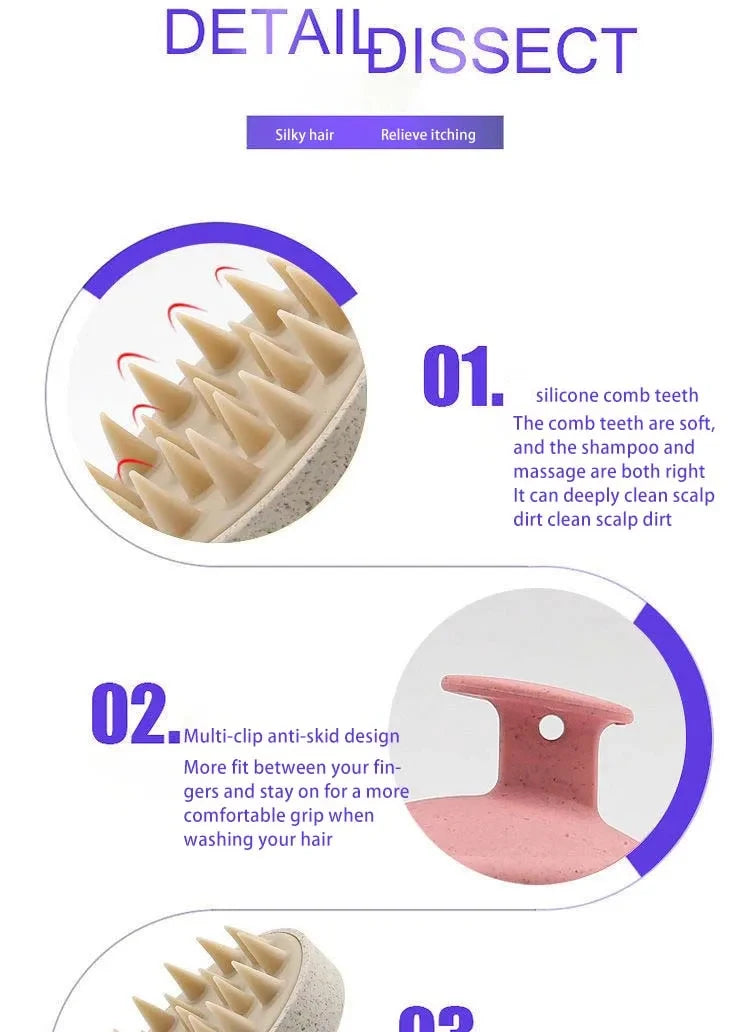 1/3/5 Silicone Shampoo Brush Head Scalp Massage Comb Hair Washing Comb Body Massage Brush Bath Shower Salon Hairdressing Tool