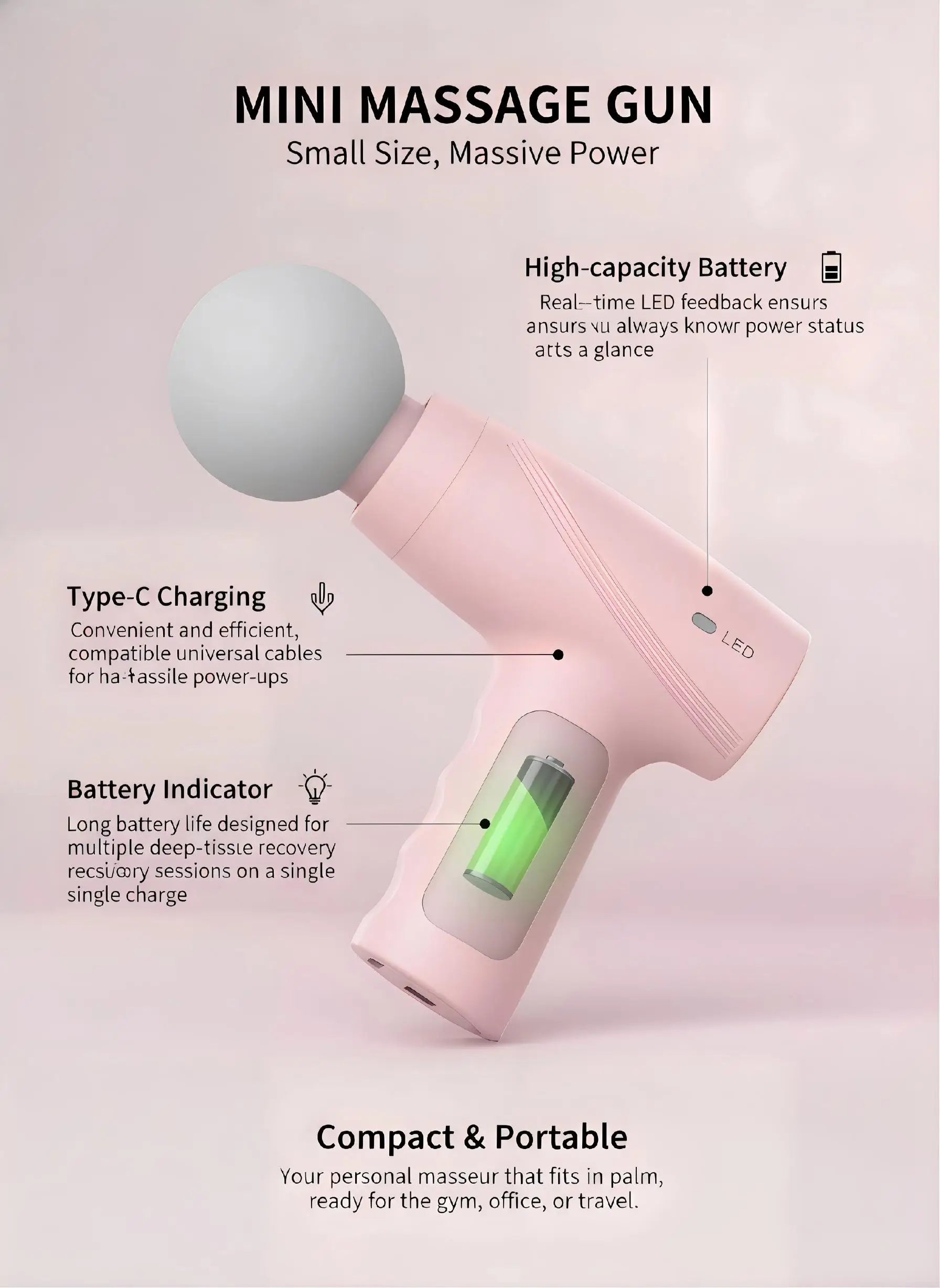 Portable Mini Fascia Gun  Deep Tissue Handheld Massage Gun Therapy Gun Fascia Gun Massagegun Massagers Handheld Deep Tissue