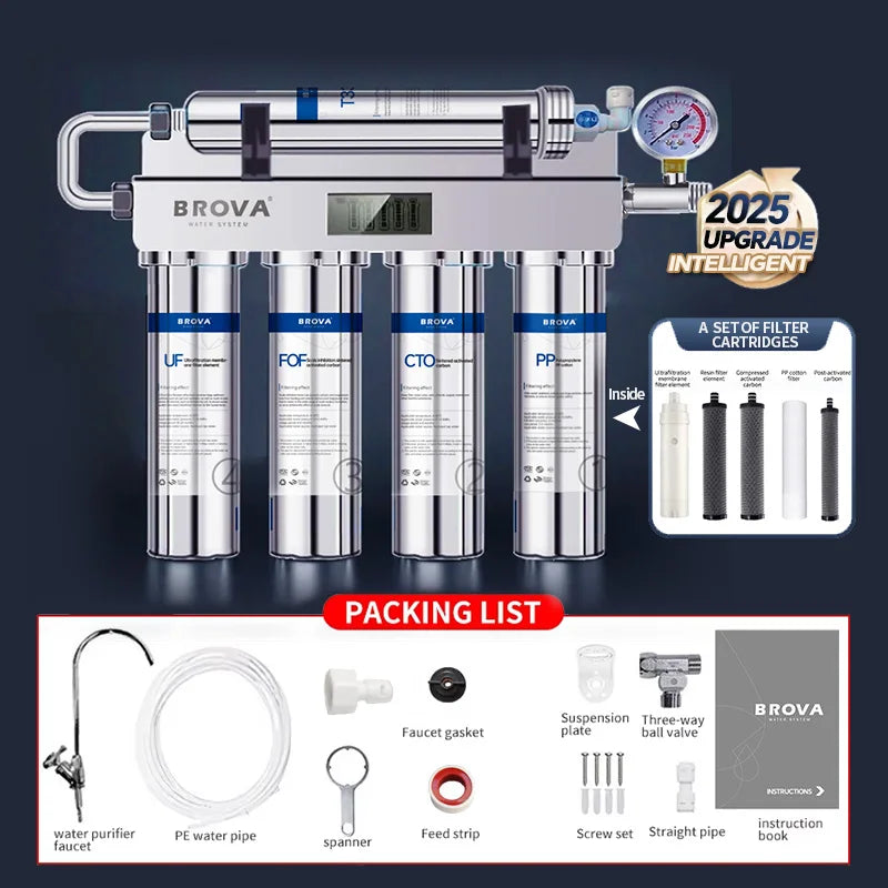 BROVA Kitchen Water Filt Upgrad 5 stage Ultrafiltration Water Purifier Household Direct Drinking Water Purifier TapWater Filter