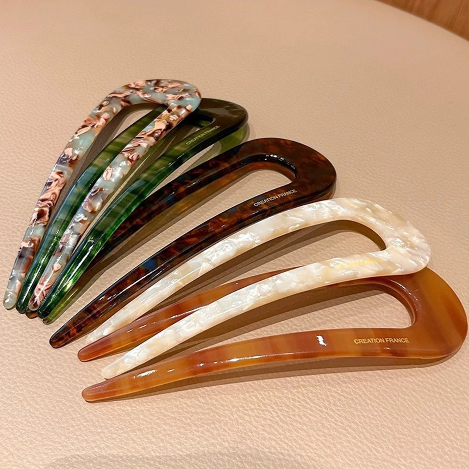 U-shaped Female Hairpin Fashionable Mineral Patterned Meatballs Hairpin Elegant Vintage Chinese Style Women's Hair Accessories