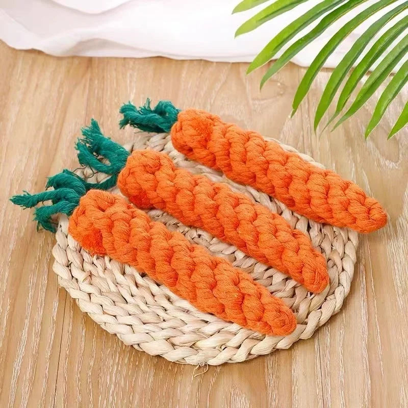 Cotton Rope Weaving Carrot Pet Toy for Puppies - Durable Wear & Bite Resistance Boredom Relief Dog Toy