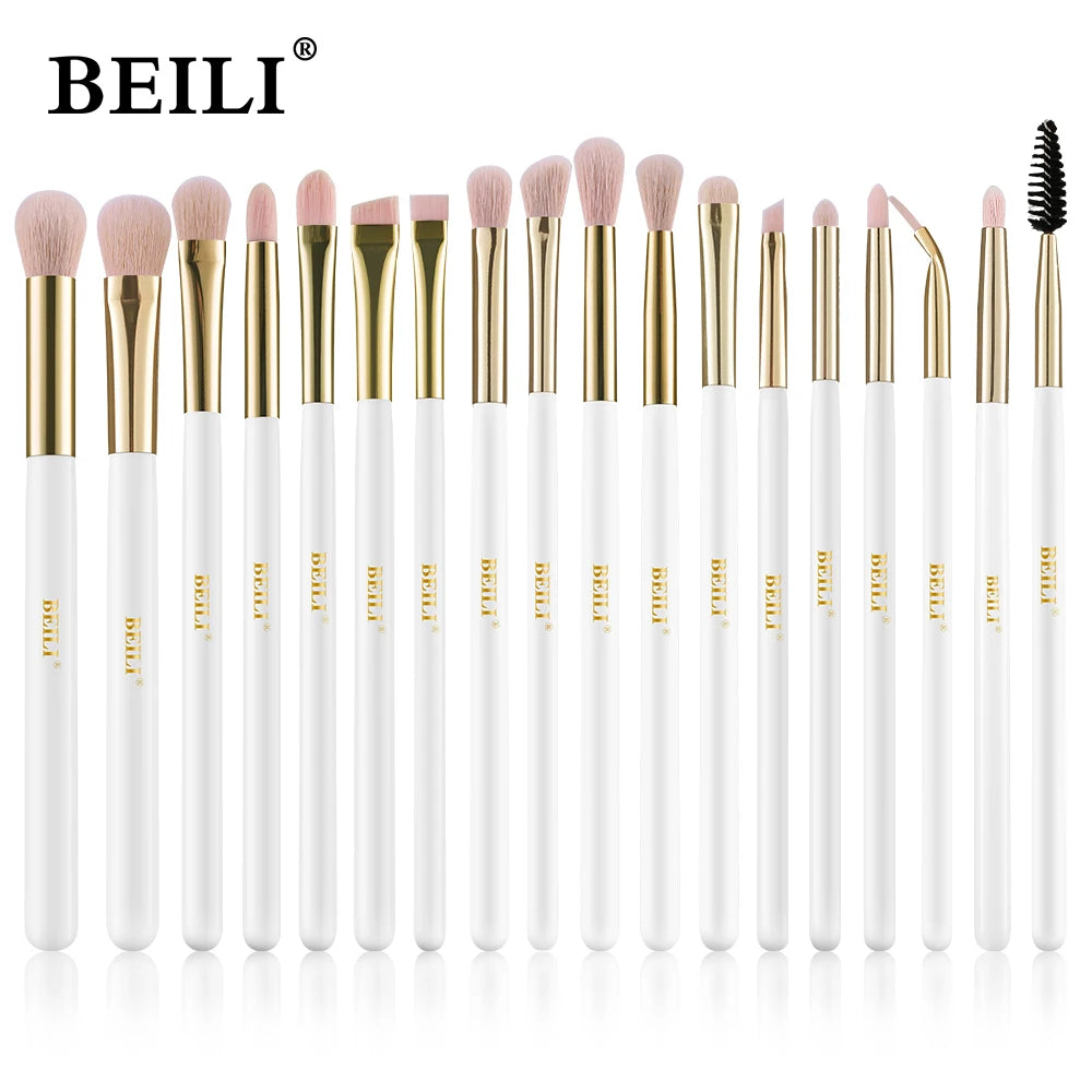 BEILI Professional Makeup Brushes Sets Synthetic Hair Foundation Eyeshadow Powder Premium Beauty White Golden brochas maquillaj