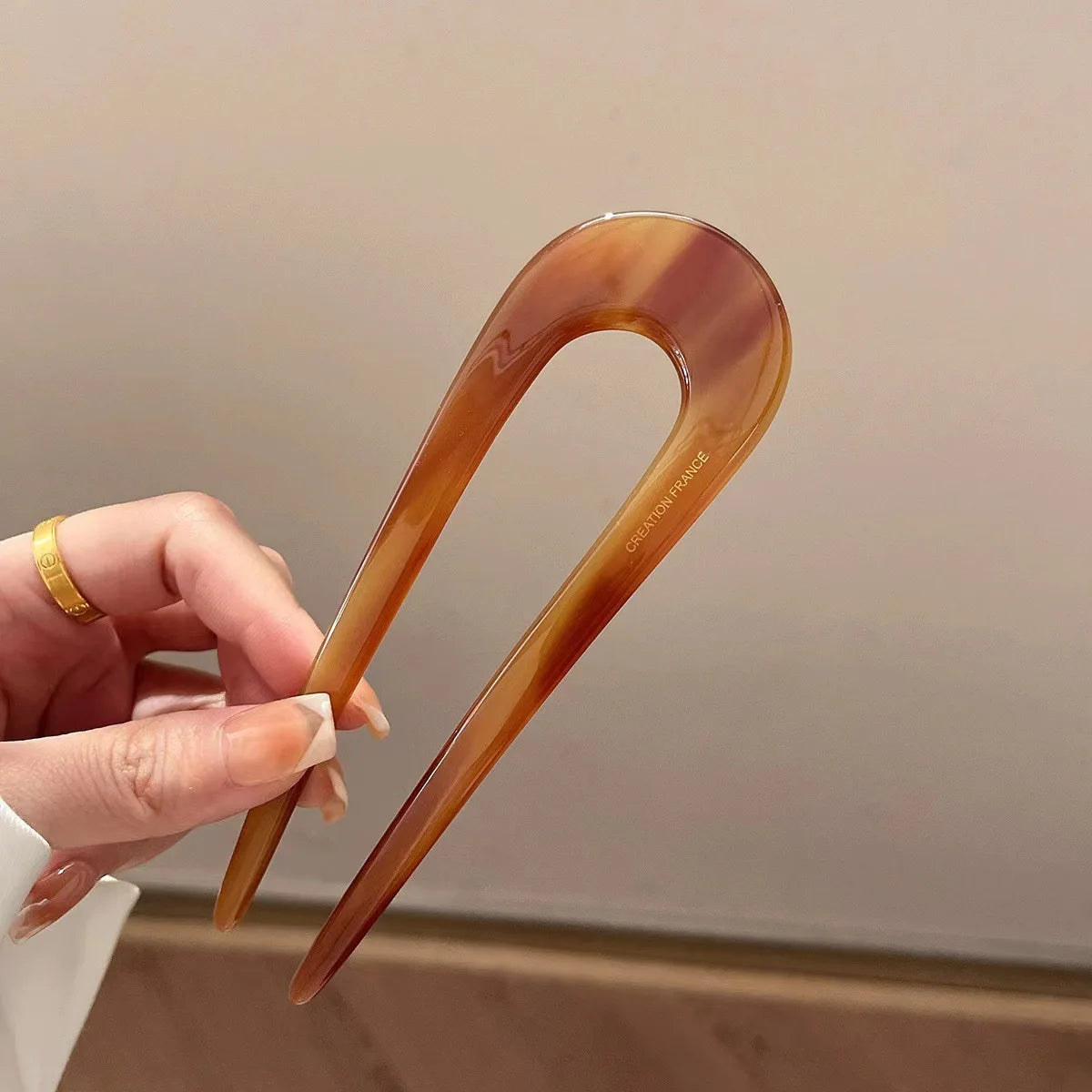 U-shaped Female Hairpin Fashionable Mineral Patterned Meatballs Hairpin Elegant Vintage Chinese Style Women's Hair Accessories