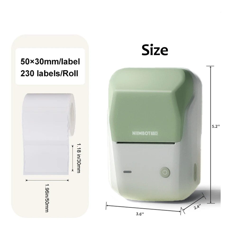 Niimbot B1 Wireless Thermal Label Printer Food Tag Barcode Price Small Business 20-50mm Print Width Label Machine for Home