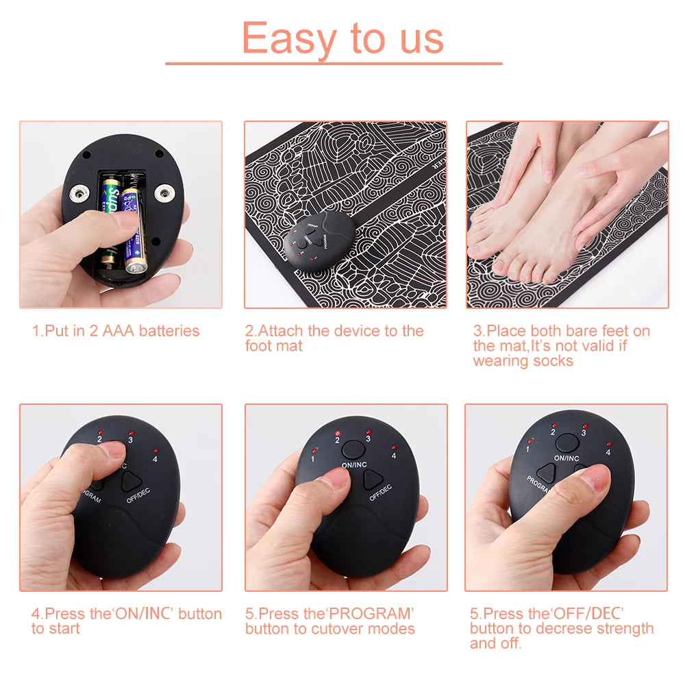 Electric Massage Sole Pad Relieve Sore Feet Leg Cramps Pulse Sole Massager EMS Foot Massager Pad Improve Blood Circulation